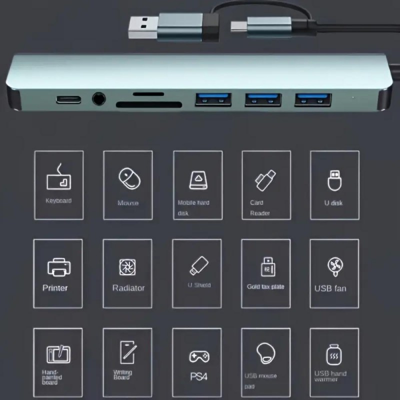 8-в-1 многофункционален USB хъб YL5176801-bg